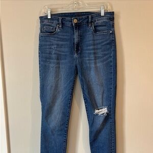 KUT From the Kloth Women's High Rise Toothpick Skinny Distressed Jeans Sz 10 blu